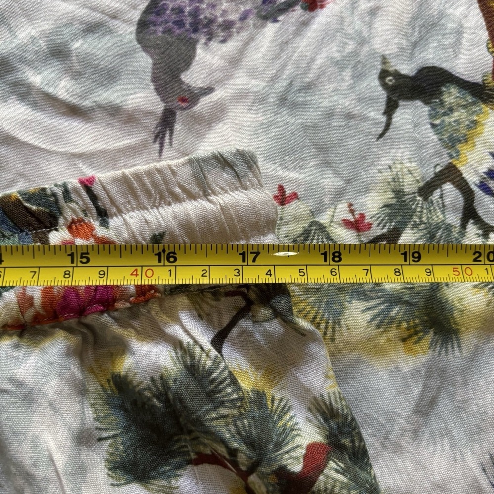 World Market Wide Leg Lounge Casual Pant L XL Peacock Floral Print Tropical Boho - Picture 5 of 11